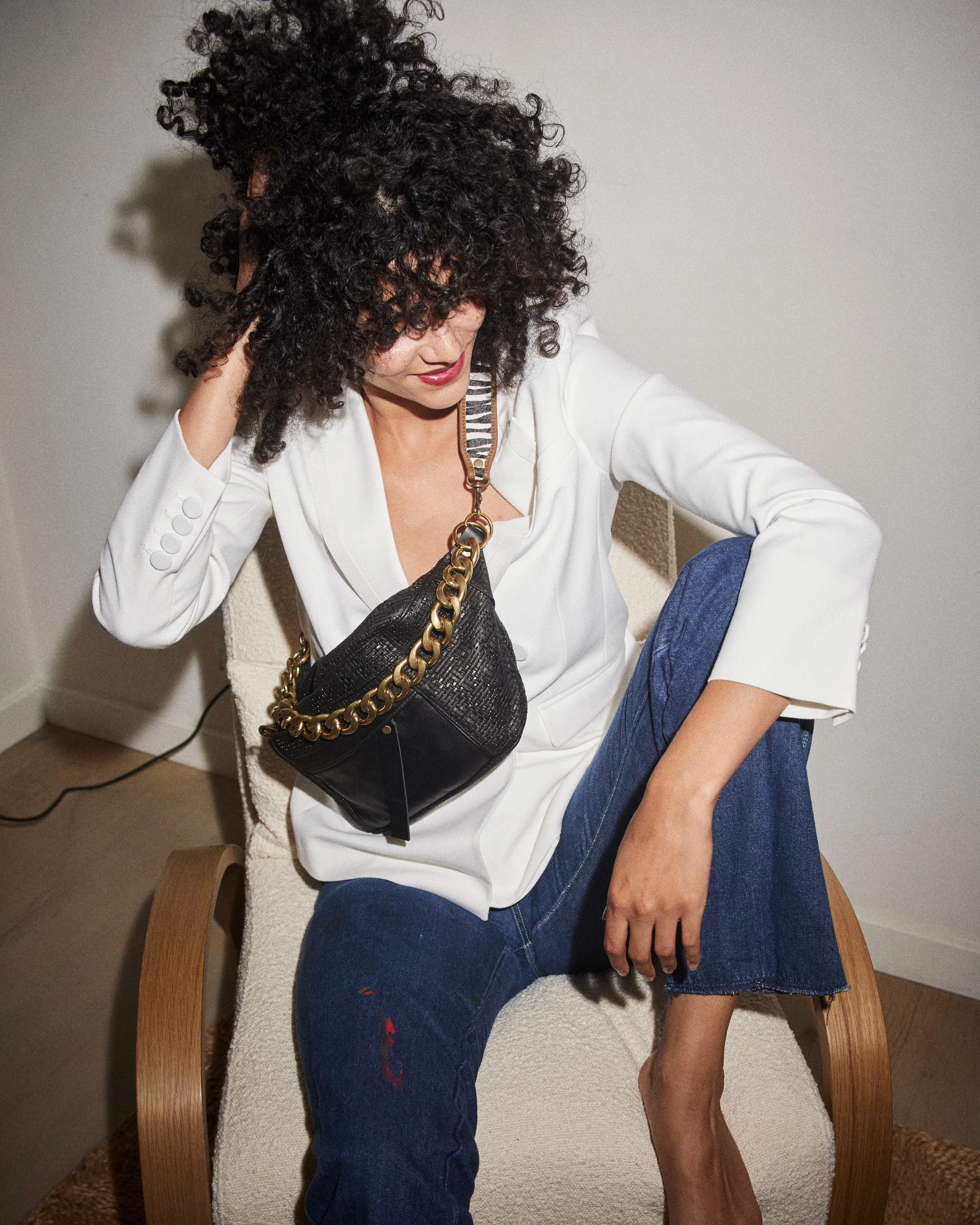 Cross Your Heart Sling - Leather Black Basketweave sold by Parker Thatch product image thumbnail 2