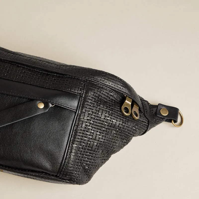 Cross Your Heart Sling - Leather Black Basketweave sold by Parker Thatch product image thumbnail 5