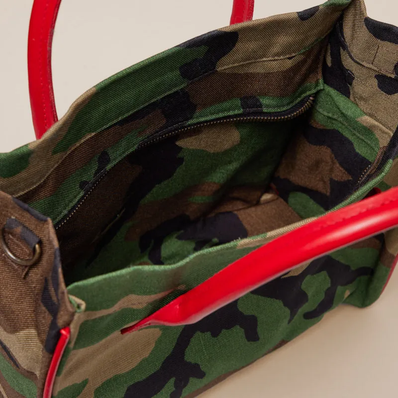 Parker - Camo Nylon with Red Leather Saddle Handle and Piping sold by Parker Thatch product image thumbnail 5