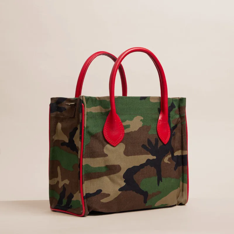 Parker - Camo Nylon with Red Leather Saddle Handle and Piping sold by Parker Thatch product image thumbnail 3