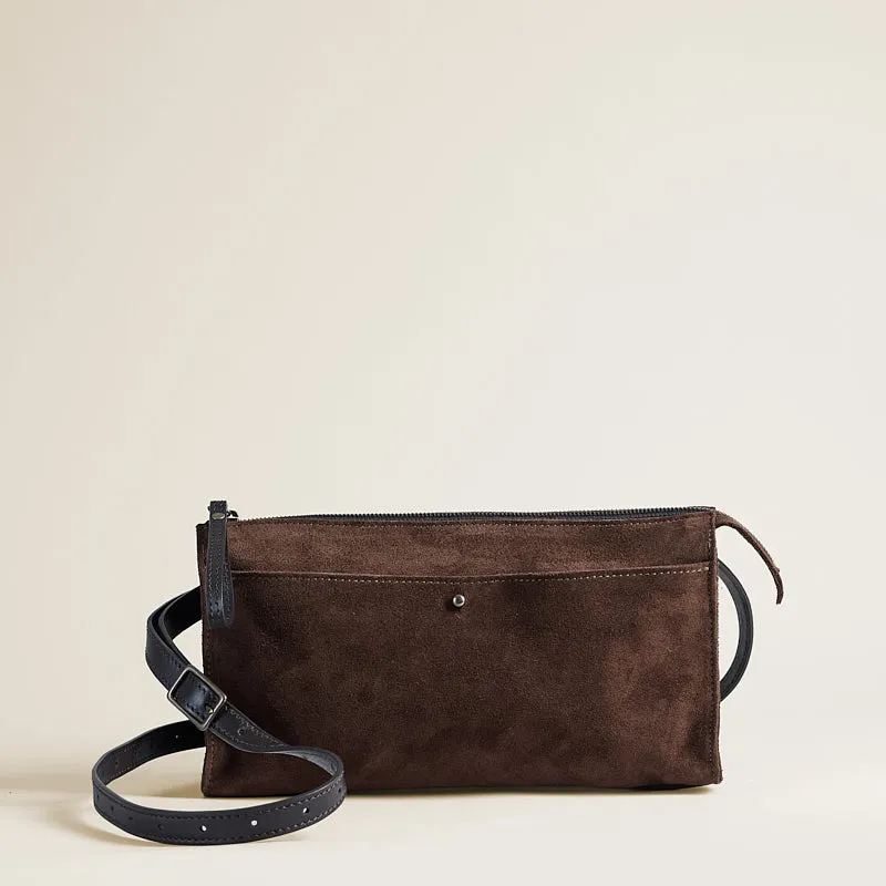Lily Crossbody - Suede Espresso sold by Parker Thatch