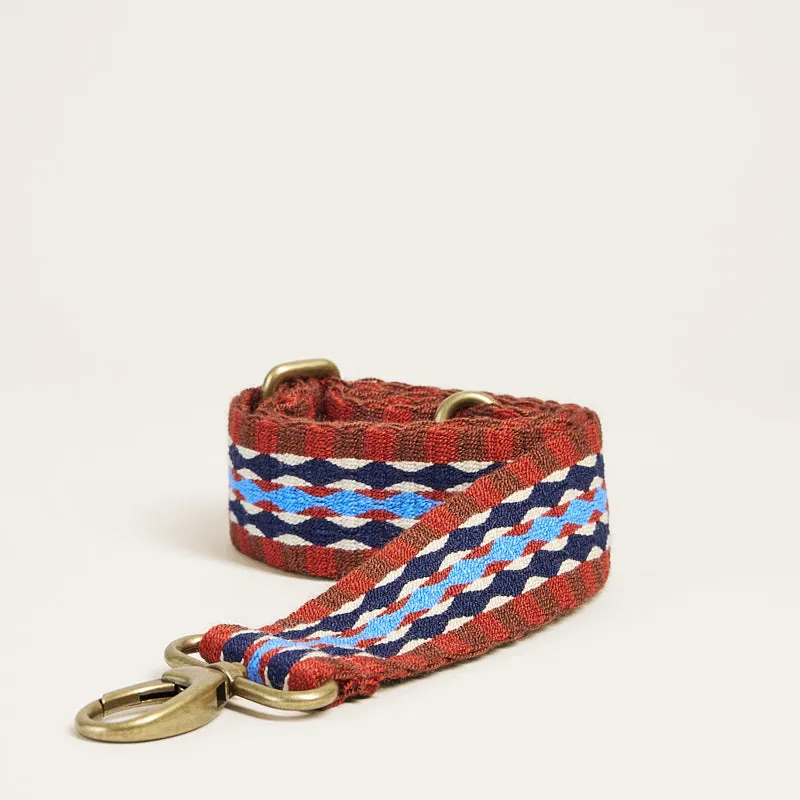 Adjustable Hand-Woven Crossbody Strap - Brown & Blue Pattern sold by Parker Thatch