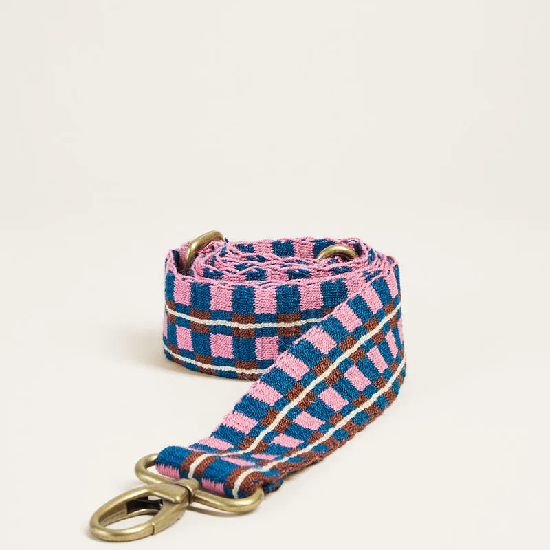 Adjustable Hand-Woven Crossbody Strap - Blue & Pink Pattern sold by Parker Thatch