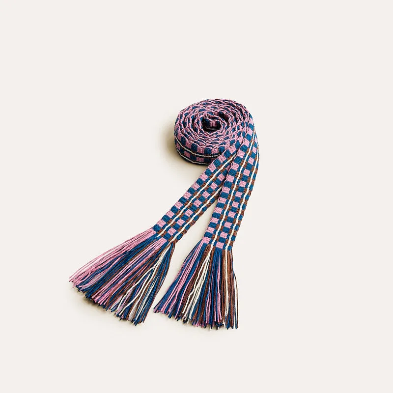 Hand-Woven Belt - Blue & Pink Pattern sold by Parker Thatch