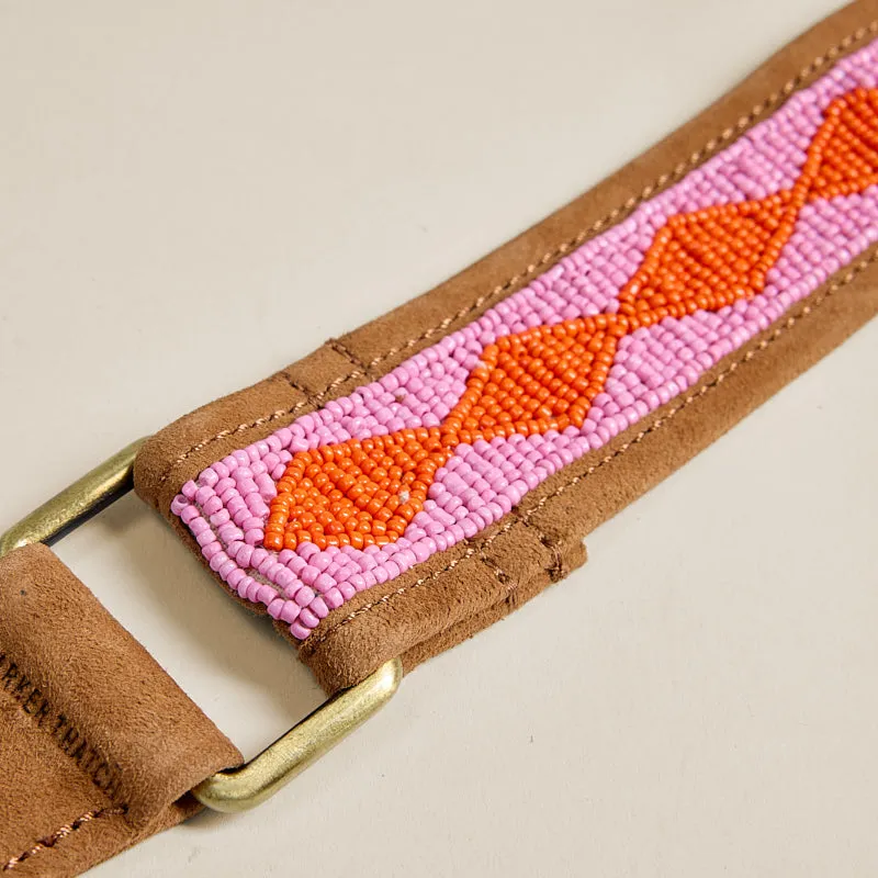 Beaded and Suede Shoulder Strap - Diamond Pink & Orange sold by Parker Thatch product image thumbnail 3