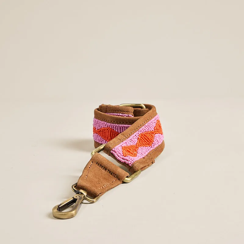 Beaded and Suede Shoulder Strap - Diamond Pink & Orange sold by Parker Thatch product image thumbnail 2