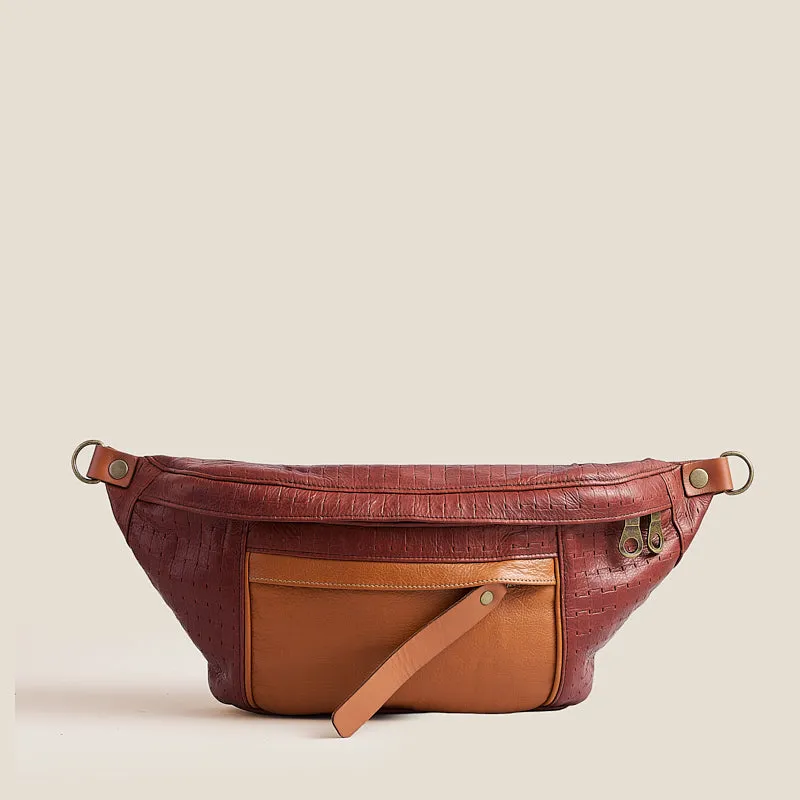 Cross Your Heart Sling - Leather Cognac Basketweave sold by Parker Thatch