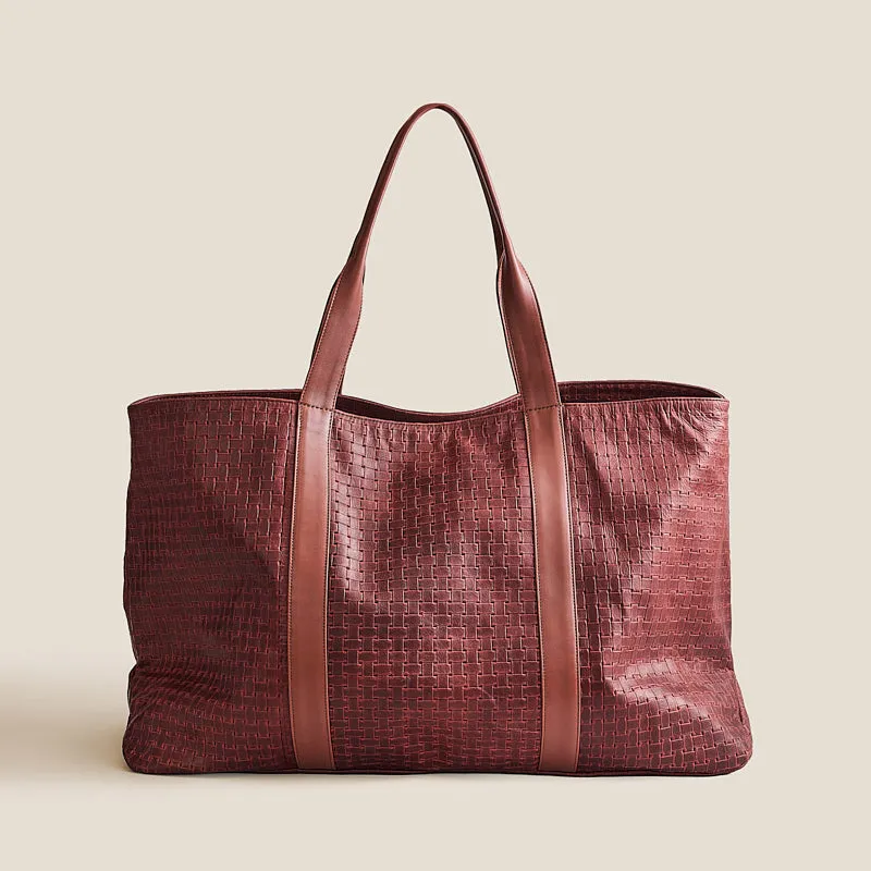 GIANT Tote - Leather Cognac Basketweave sold by Parker Thatch