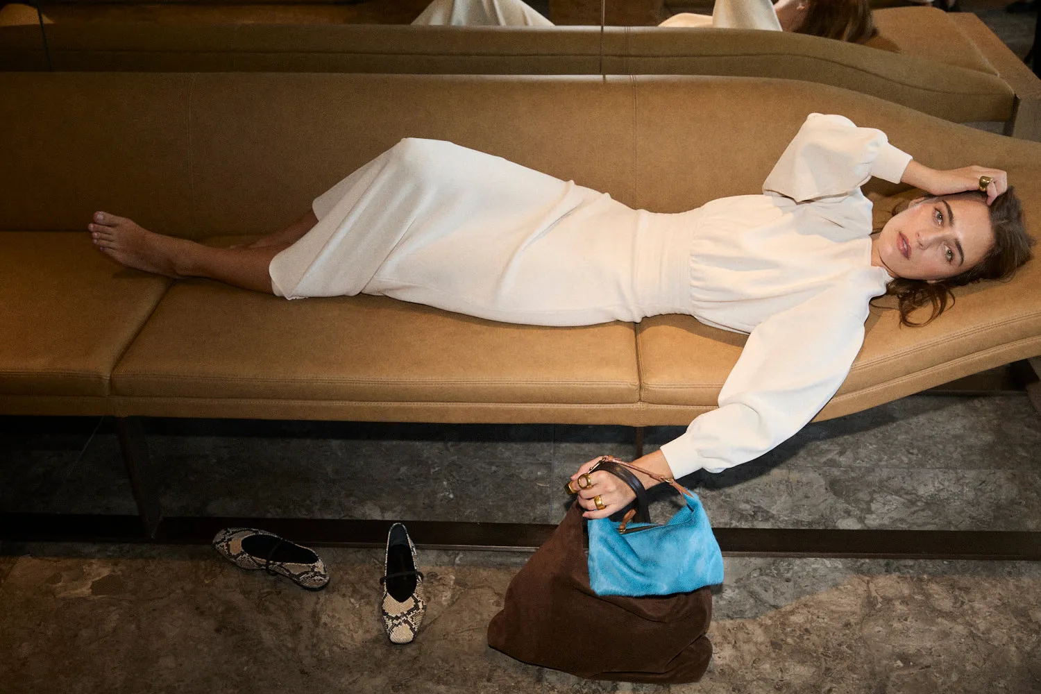 Small Maurice Hobo w/ Convertible Handle - Light Blue Hair sold by Parker Thatch product image thumbnail 5