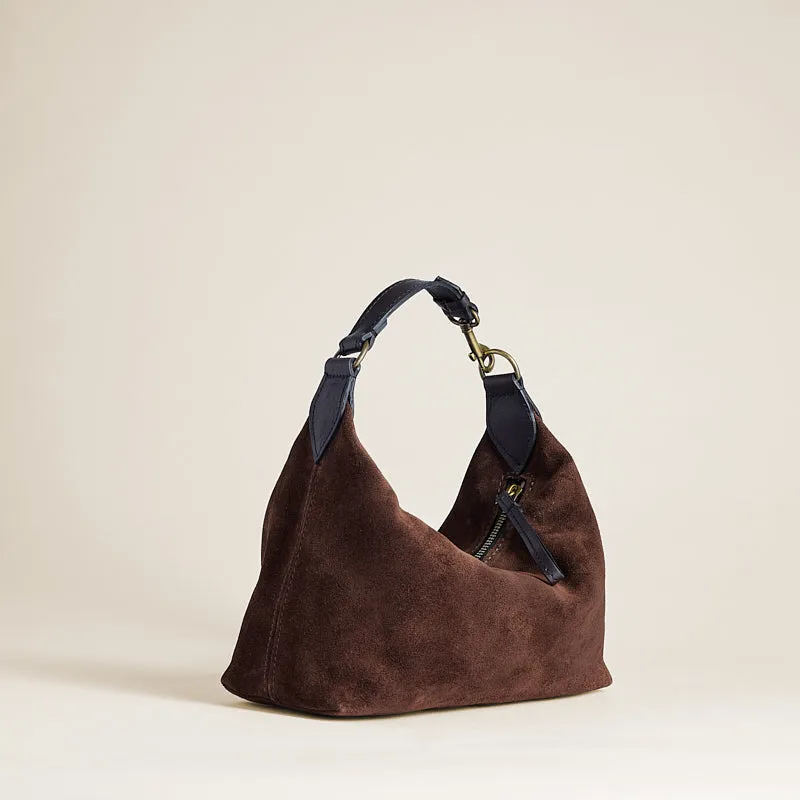 Small Maurice Hobo w/ Convertible Handle - Suede Espresso sold by Parker Thatch product image thumbnail 2