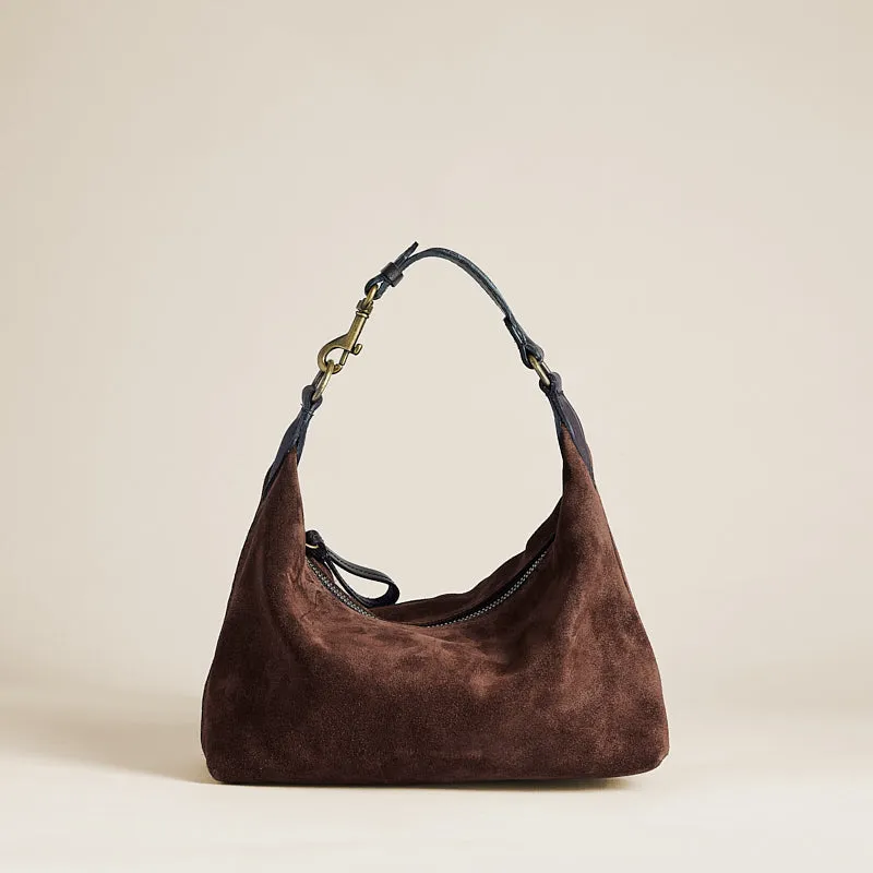 Small Maurice Hobo w/ Convertible Handle - Suede Espresso sold by Parker Thatch
