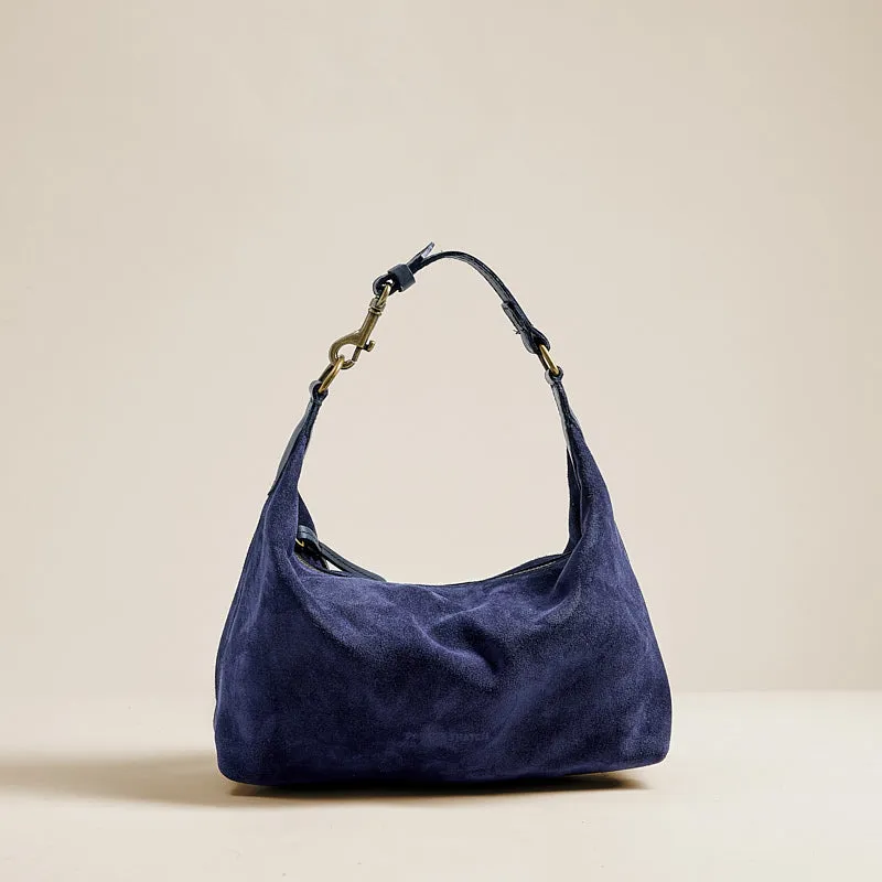 Small Maurice Hobo w/ Convertible Handle - Suede Navy sold by Parker Thatch