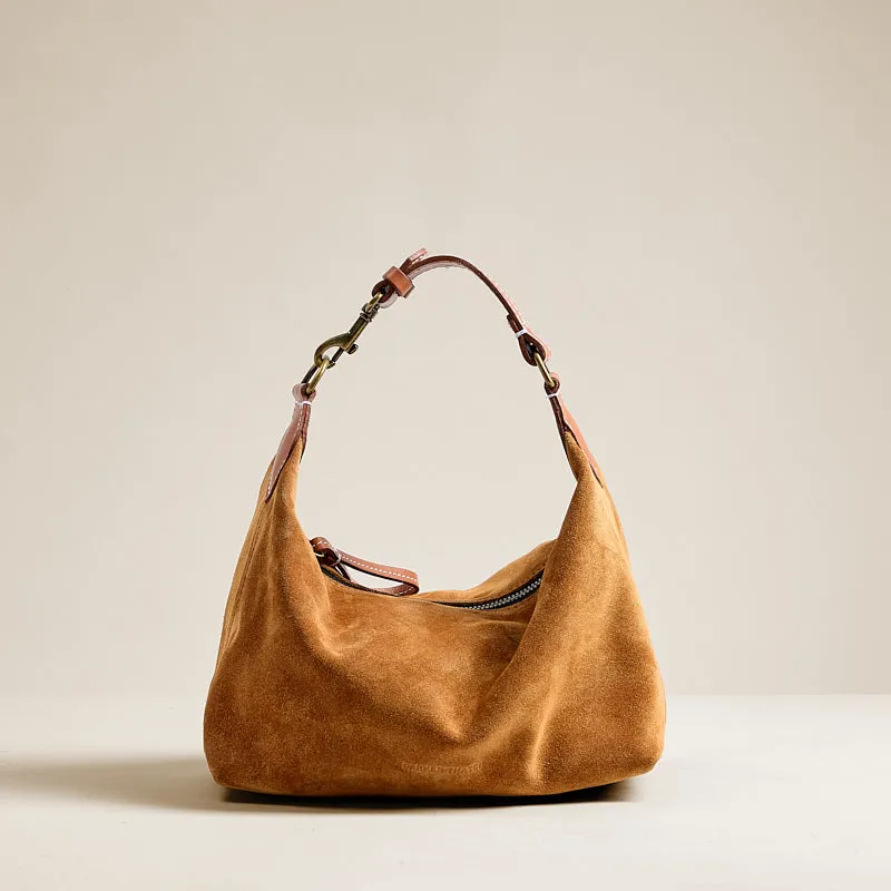 Small Maurice Hobo w/ Convertible Handle - Suede Caramel sold by Parker Thatch