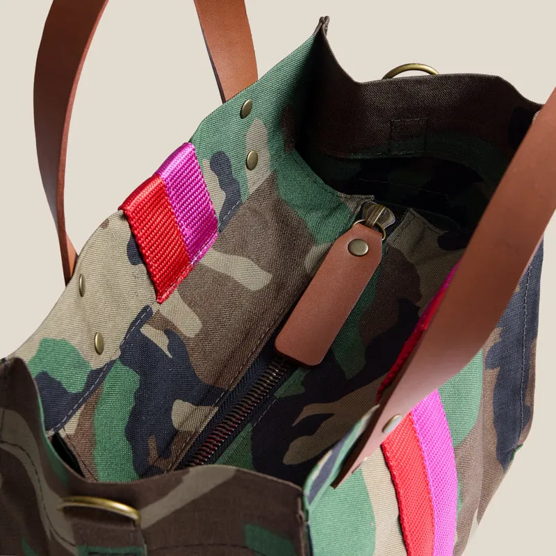 Small Mimi - Nylon Camo with Pink & Red Stripe sold by Parker Thatch product image thumbnail 3