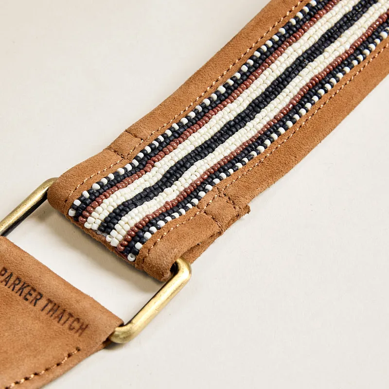 Beaded and Suede Crossbody Strap - Black, Brown & White Pattern sold by Parker Thatch product image thumbnail 3