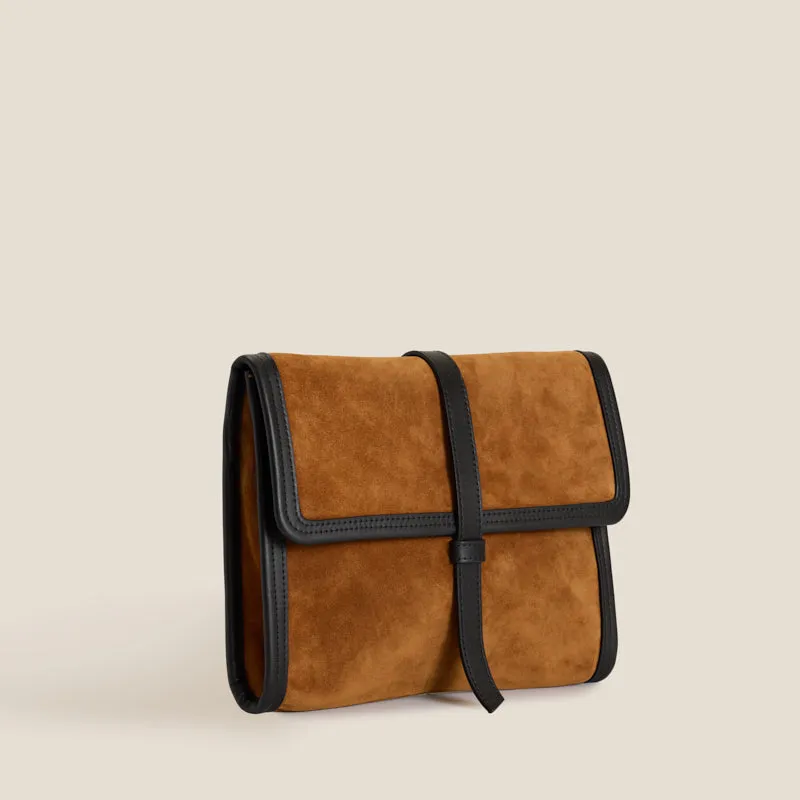 Carolyn Clutch - Suede Caramel with Black sold by Parker Thatch product image thumbnail 2