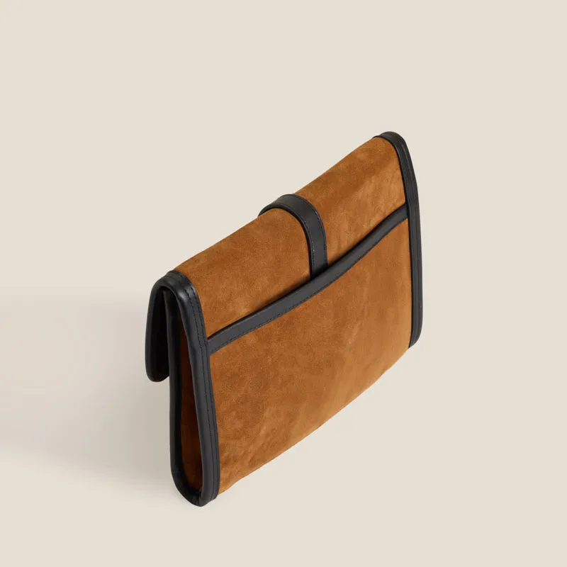 Carolyn Clutch - Suede Caramel with Black sold by Parker Thatch product image thumbnail 4