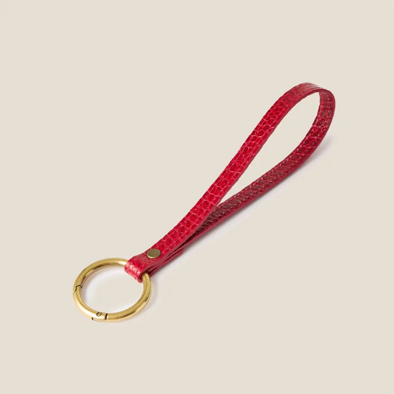 Wristlet Lanyard - Leather Red Croco sold by Parker Thatch