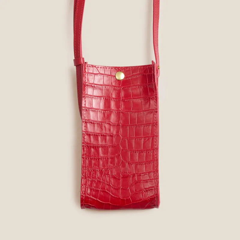 Everyday Phone Wallet Crossbody - Leather Red Croco sold by Parker Thatch product image thumbnail 2