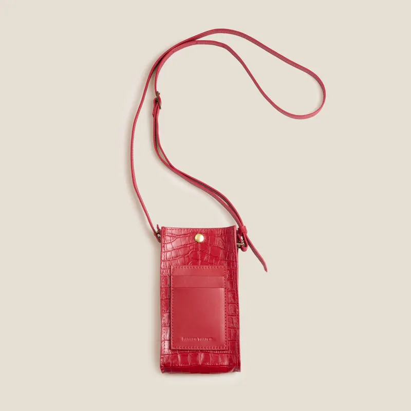 Everyday Phone Wallet Crossbody - Leather Red Croco sold by Parker Thatch