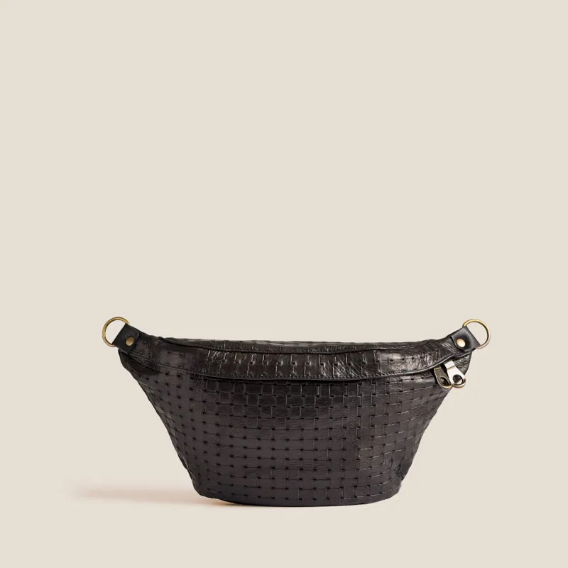 Sidekick Sling - Leather Black Basketweave sold by Parker Thatch