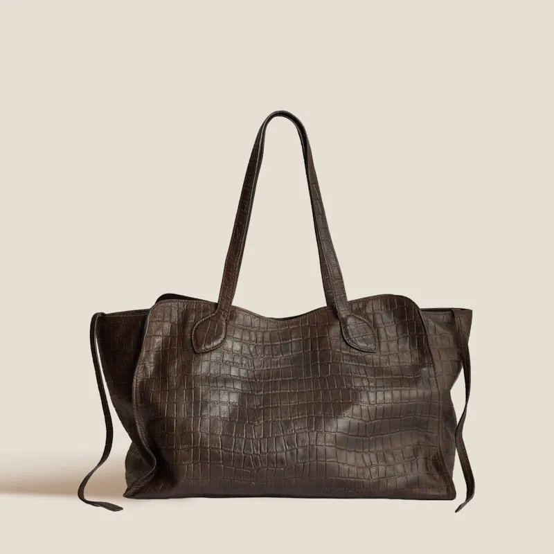 Jack - "Broken-In" Leather Croc Chocolate sold by Parker Thatch