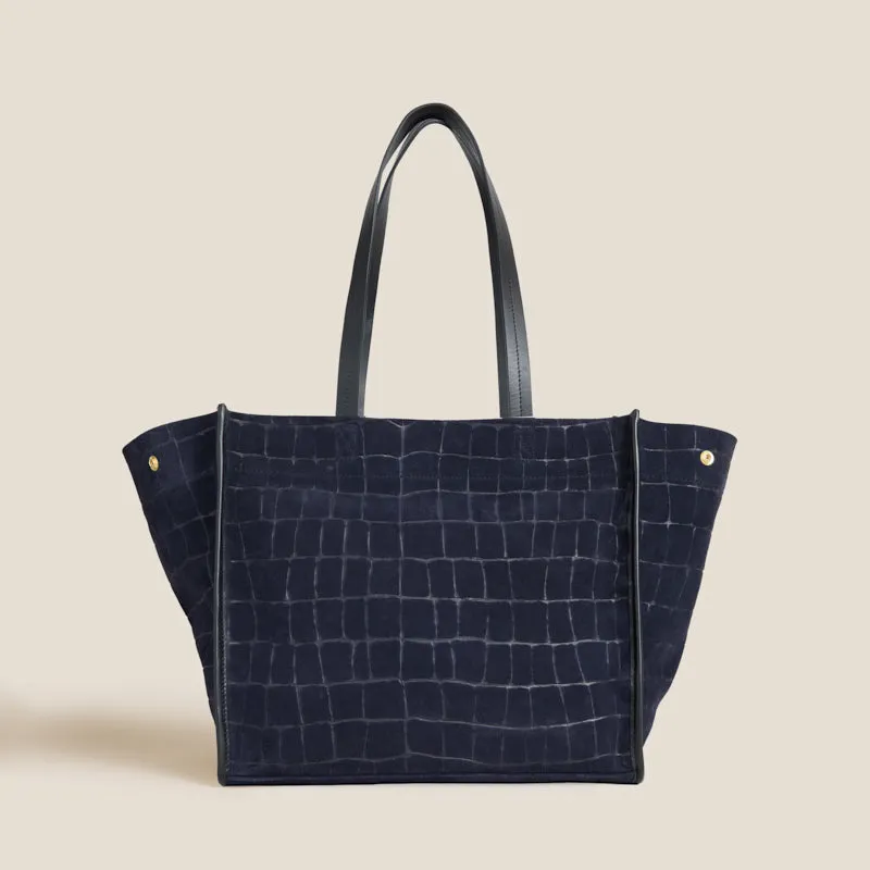 Framed Mimi - Suede Navy Croco sold by Parker Thatch