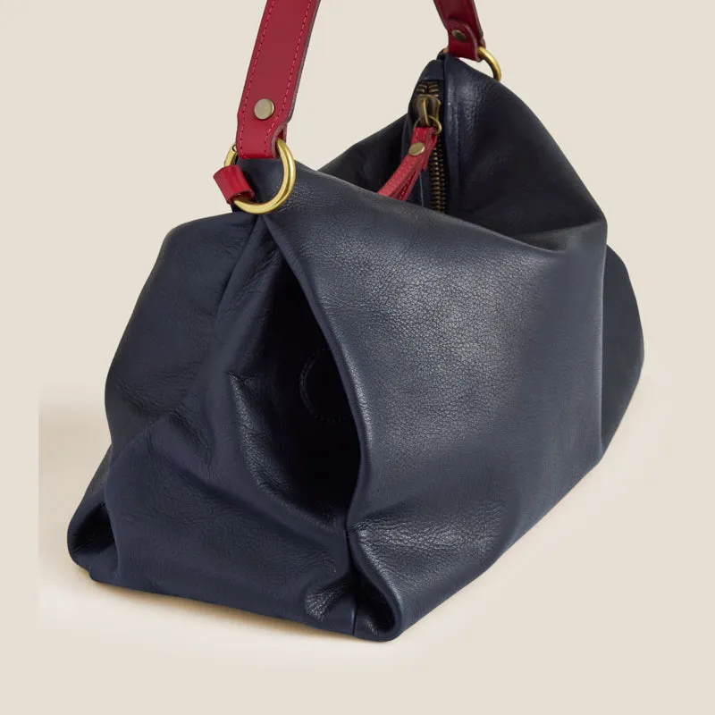 Daily Bag - Heritage "Broken-In" Leather Navy with Red sold by Parker Thatch product image thumbnail 2