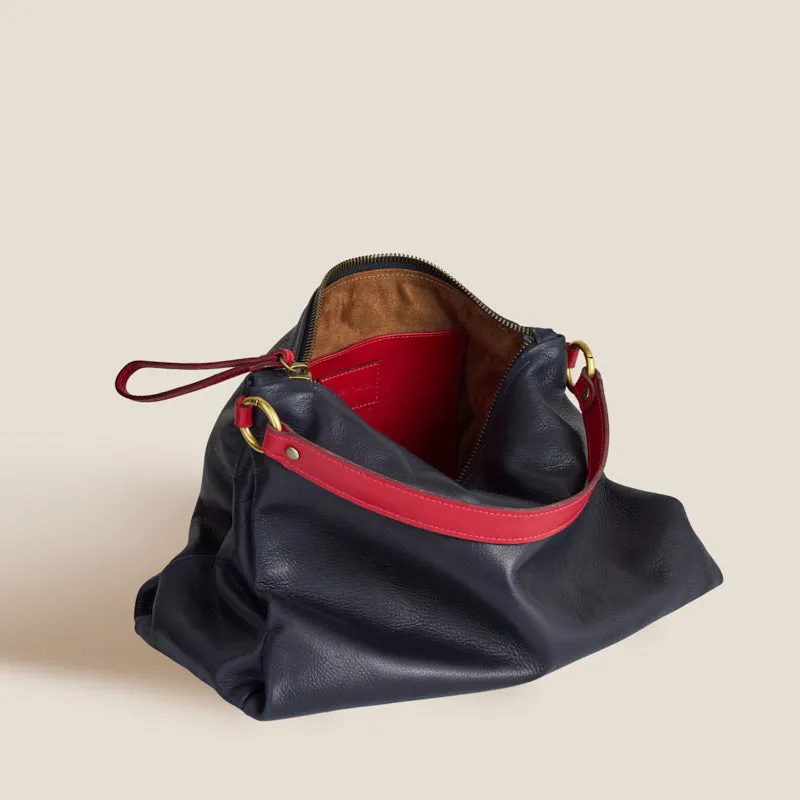 Daily Bag - Heritage "Broken-In" Leather Navy with Red sold by Parker Thatch product image thumbnail 4