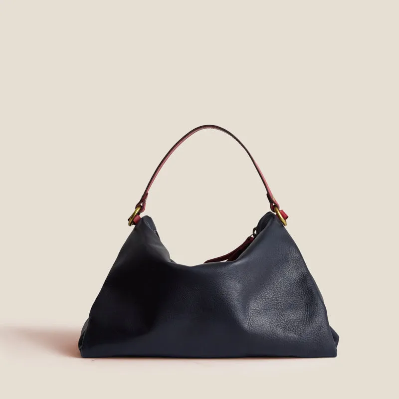 Daily Bag - Heritage "Broken-In" Leather Navy with Red sold by Parker Thatch