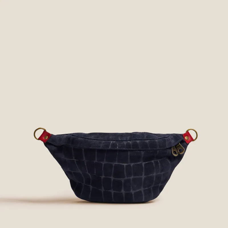 Sidekick Sling - Suede Navy Croco with Red sold by Parker Thatch