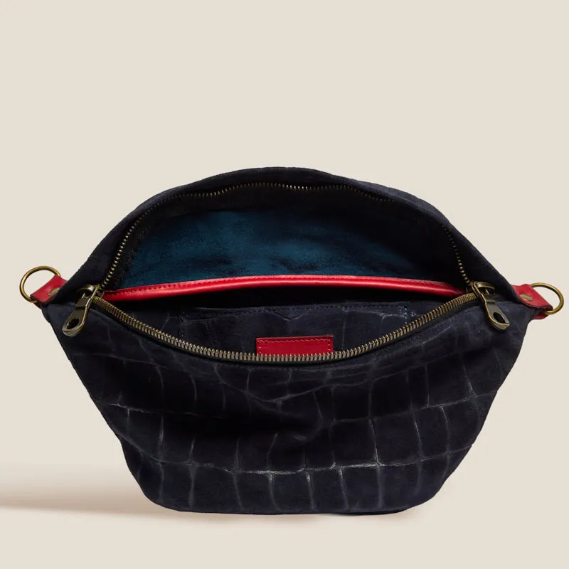 Sidekick Sling - Suede Navy Croco with Red sold by Parker Thatch product image thumbnail 3