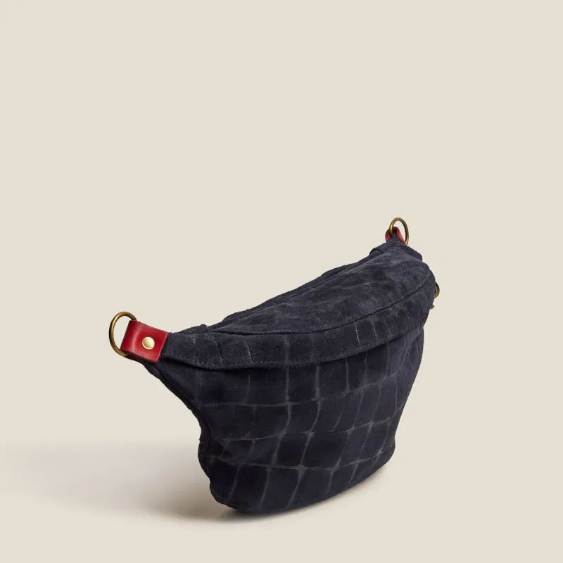 Sidekick Sling - Suede Navy Croco with Red sold by Parker Thatch product image thumbnail 2