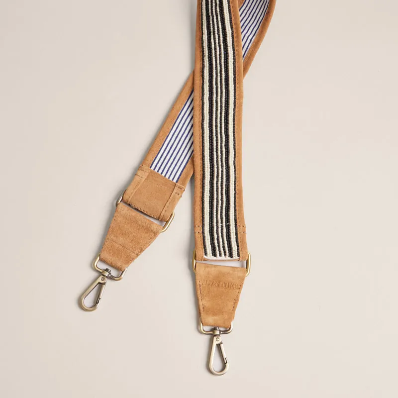 Beaded and Suede Crossbody Strap - Black & White Stripe sold by Parker Thatch product image thumbnail 3