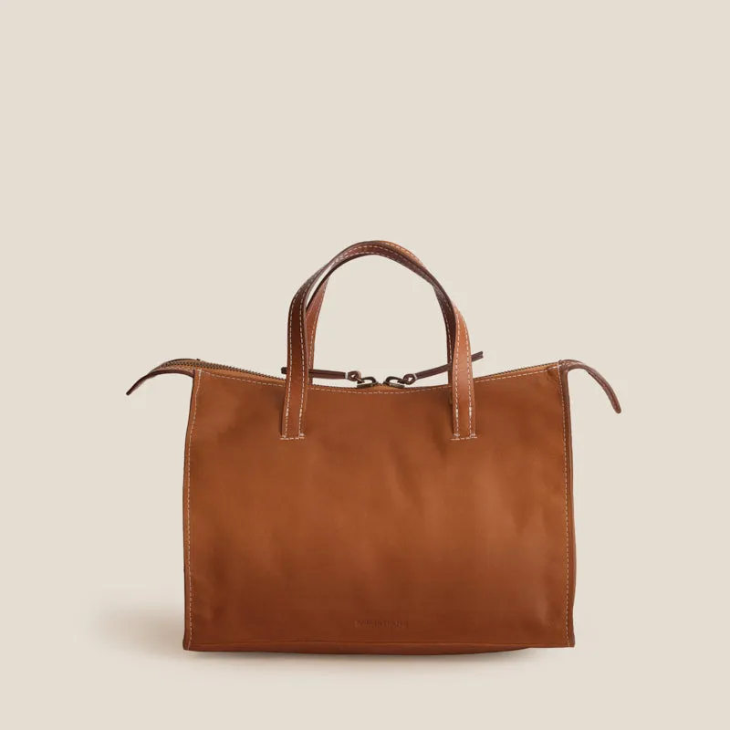Zoe Satchel - Heritage "Broken-In" Leather Cognac made by Parker Thatch