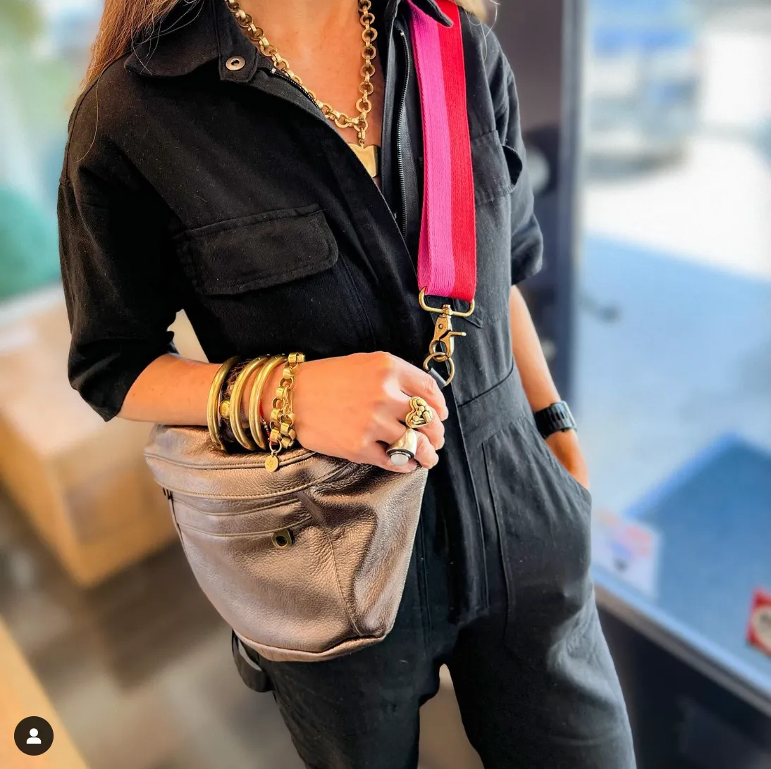 Adjustable Crossbody Strap - Pink & Red Stripe sold by Parker Thatch product image thumbnail 4