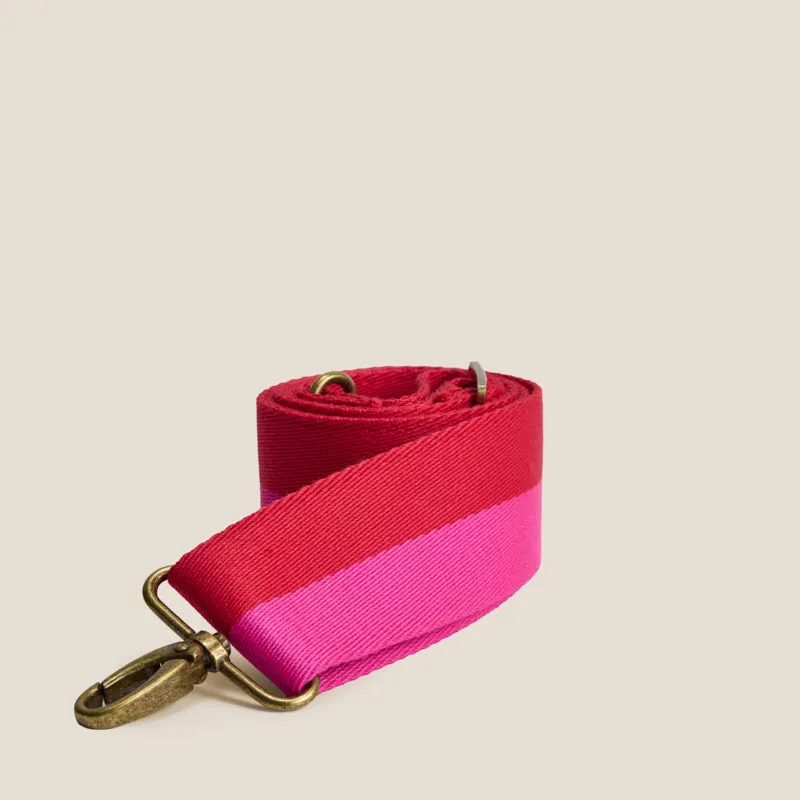 Adjustable Crossbody Strap - Pink & Red Stripe made by Parker Thatch