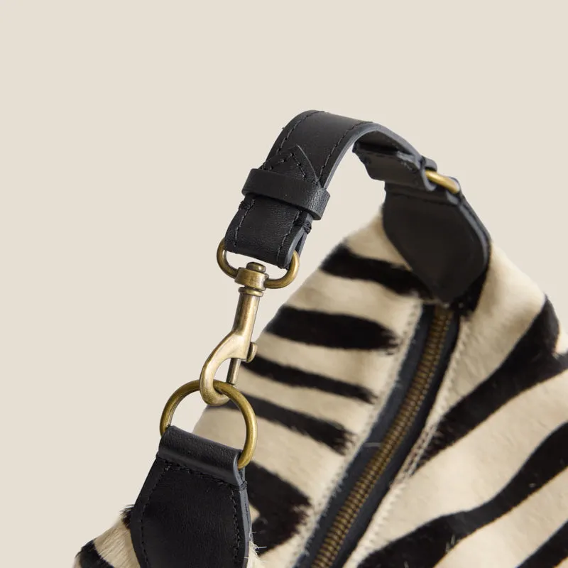 Small Maurice Hobo w/ Convertible Handle - Black & Cream Zebra sold by Parker Thatch product image thumbnail 4