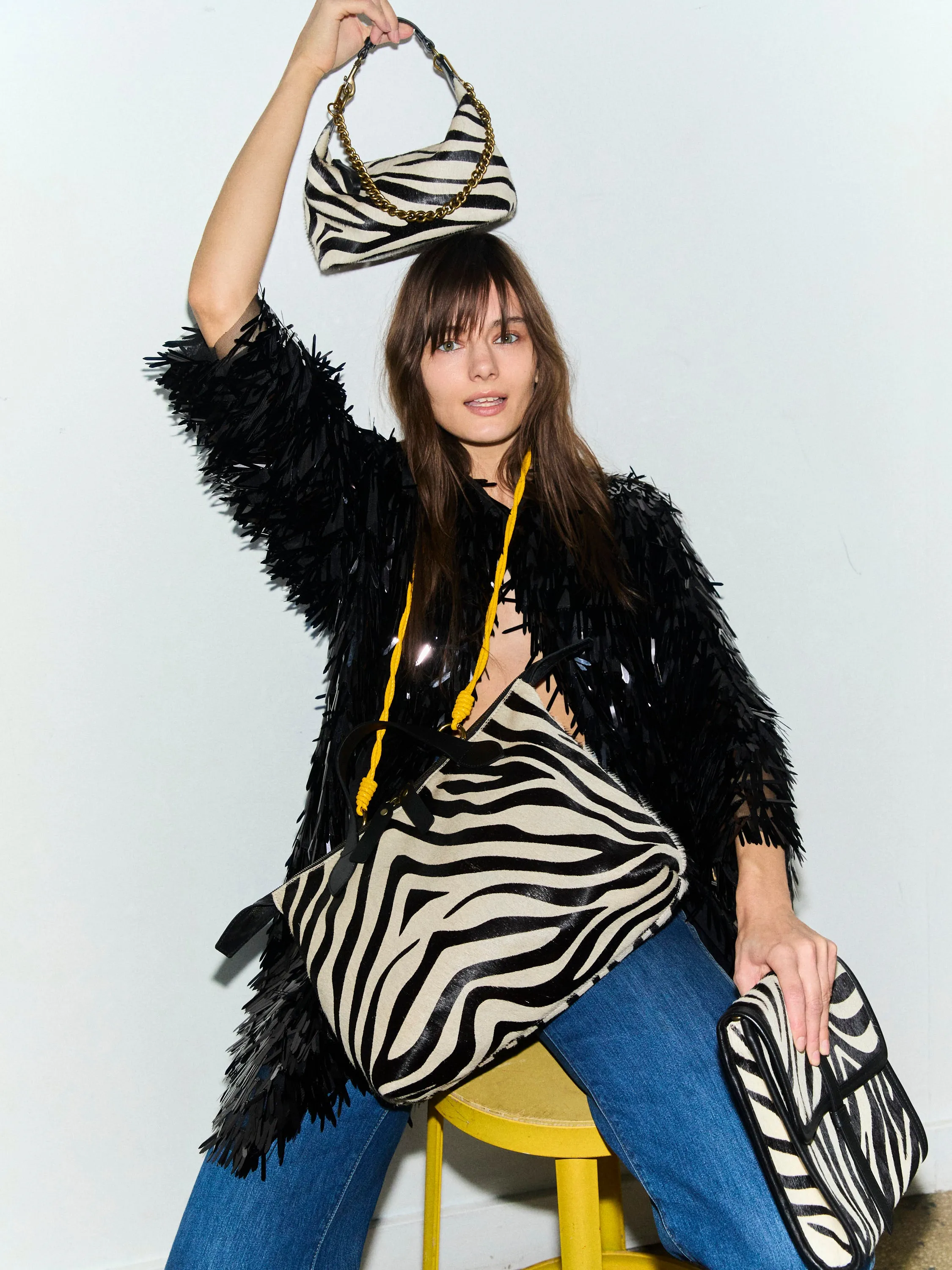 Small Maurice Hobo w/ Convertible Handle - Black & Cream Zebra sold by Parker Thatch product image thumbnail 2