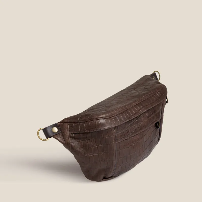 Cross Your Heart Sling - "Broken-In" Leather Croc Chocolate sold by Parker Thatch product image thumbnail 2
