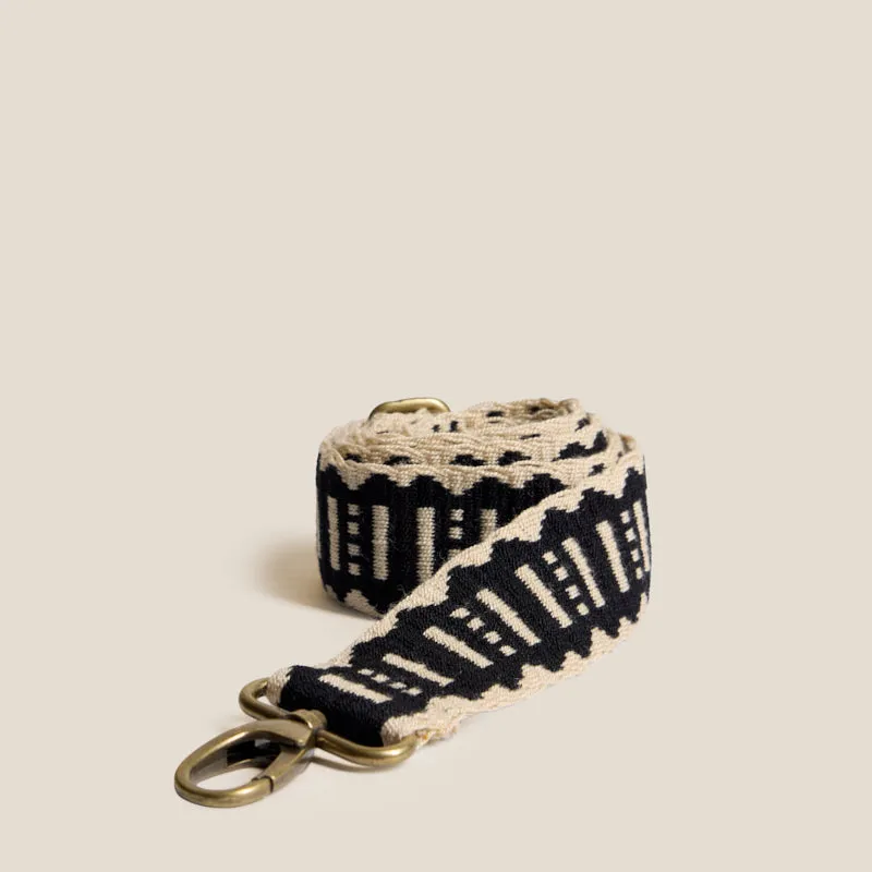 Adjustable Hand-Woven Crossbody Strap - Black & Natural Pattern made by Parker Thatch