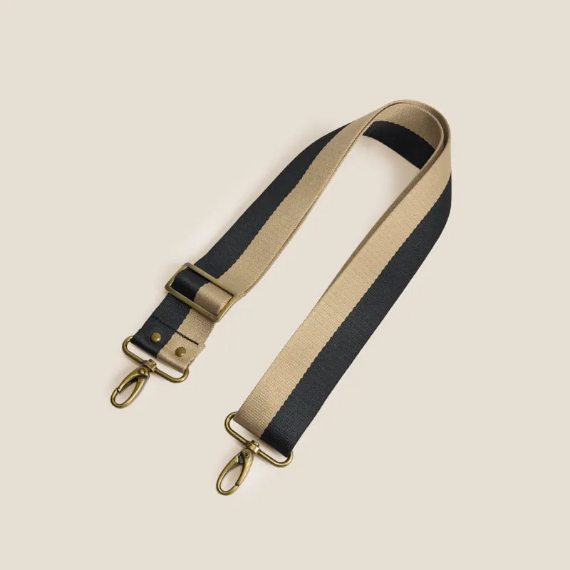 Adjustable Crossbody Strap - Khaki & Black Stripe made by Parker Thatch