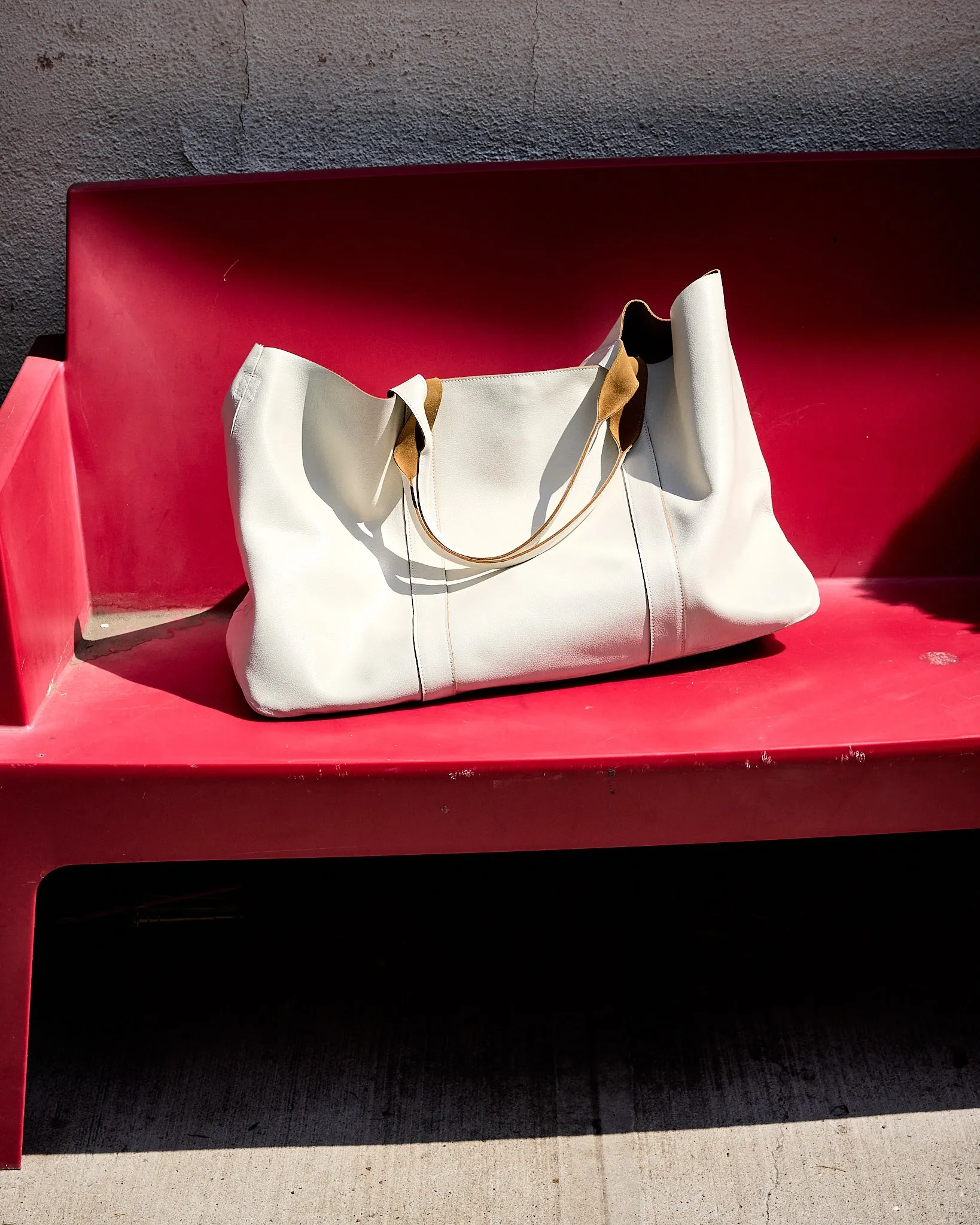 GIANT Tote - Double-Faced Leather Alabaster & Tan sold by Parker Thatch product image thumbnail 3