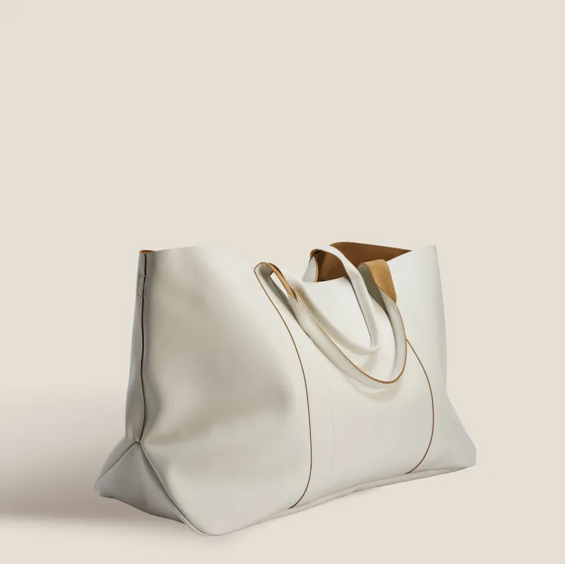 GIANT Tote - Double-Faced Leather Alabaster & Tan sold by Parker Thatch product image thumbnail 2