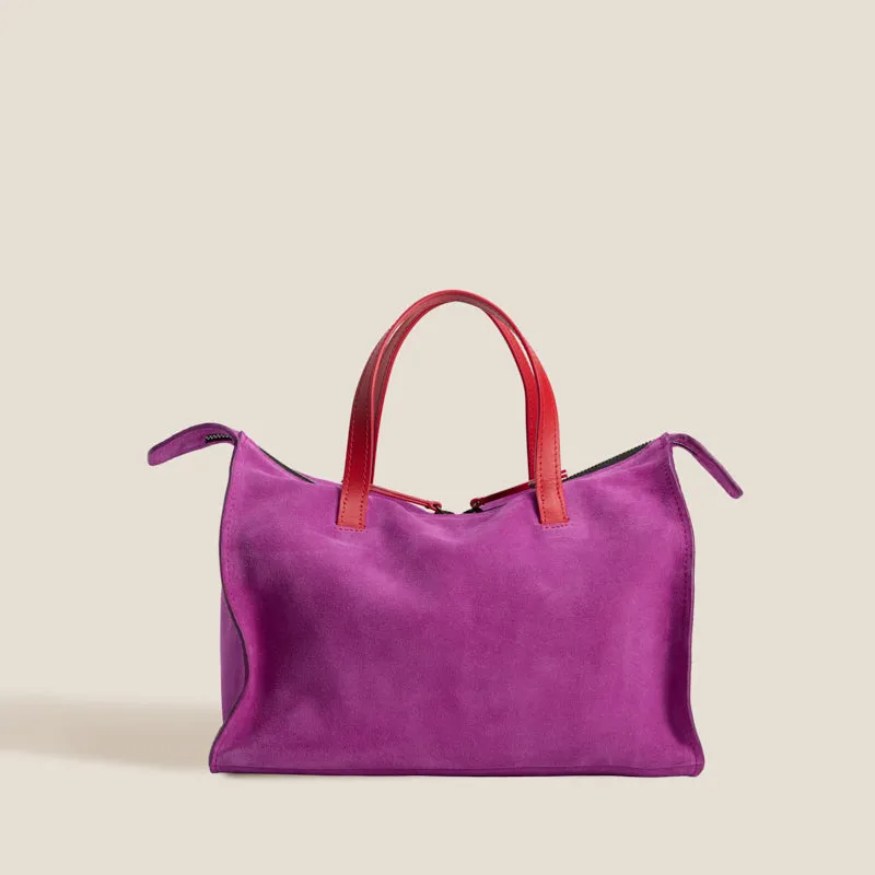 Zoe Satchel - Suede Wineberry made by Parker Thatch