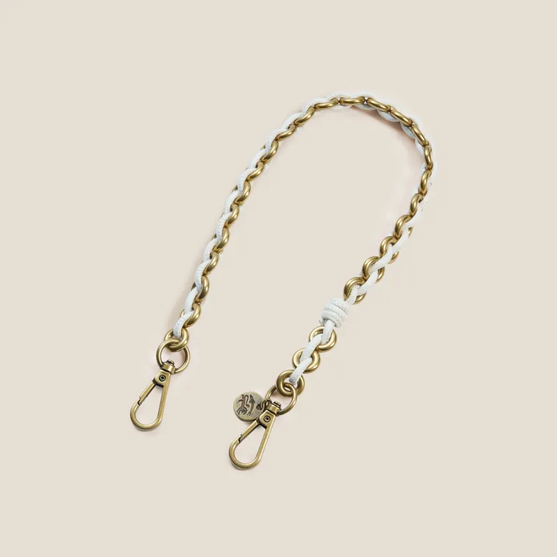 Short Leather & Chain Strap - White made by Parker Thatch