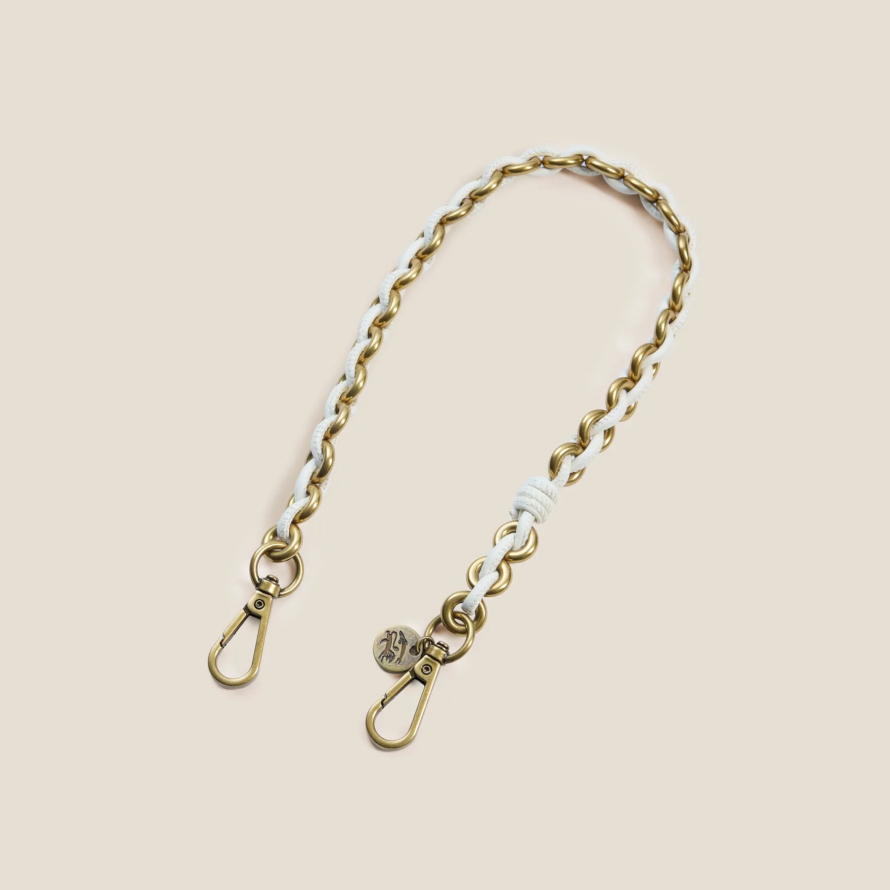 Short Leather & Chain Strap - White sold by Parker Thatch