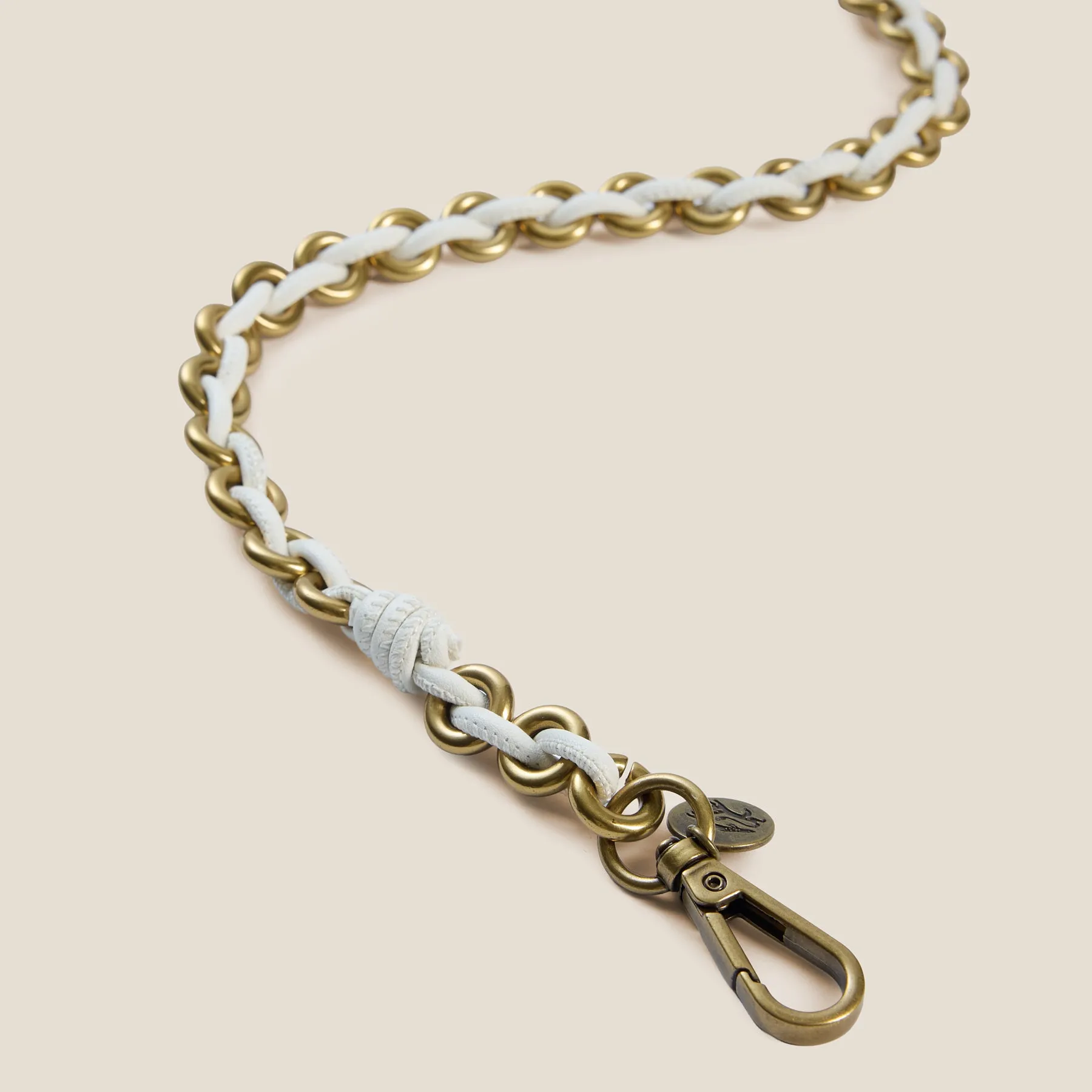 Short Leather & Chain Strap - White sold by Parker Thatch product image thumbnail 2