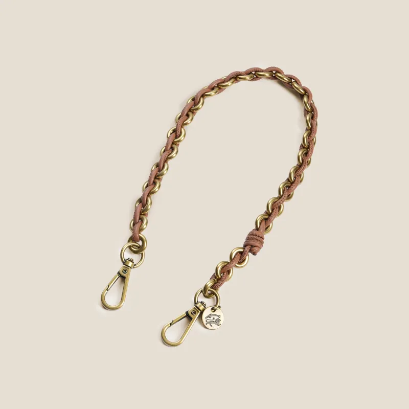 Short Leather & Chain Strap - Cognac made by Parker Thatch