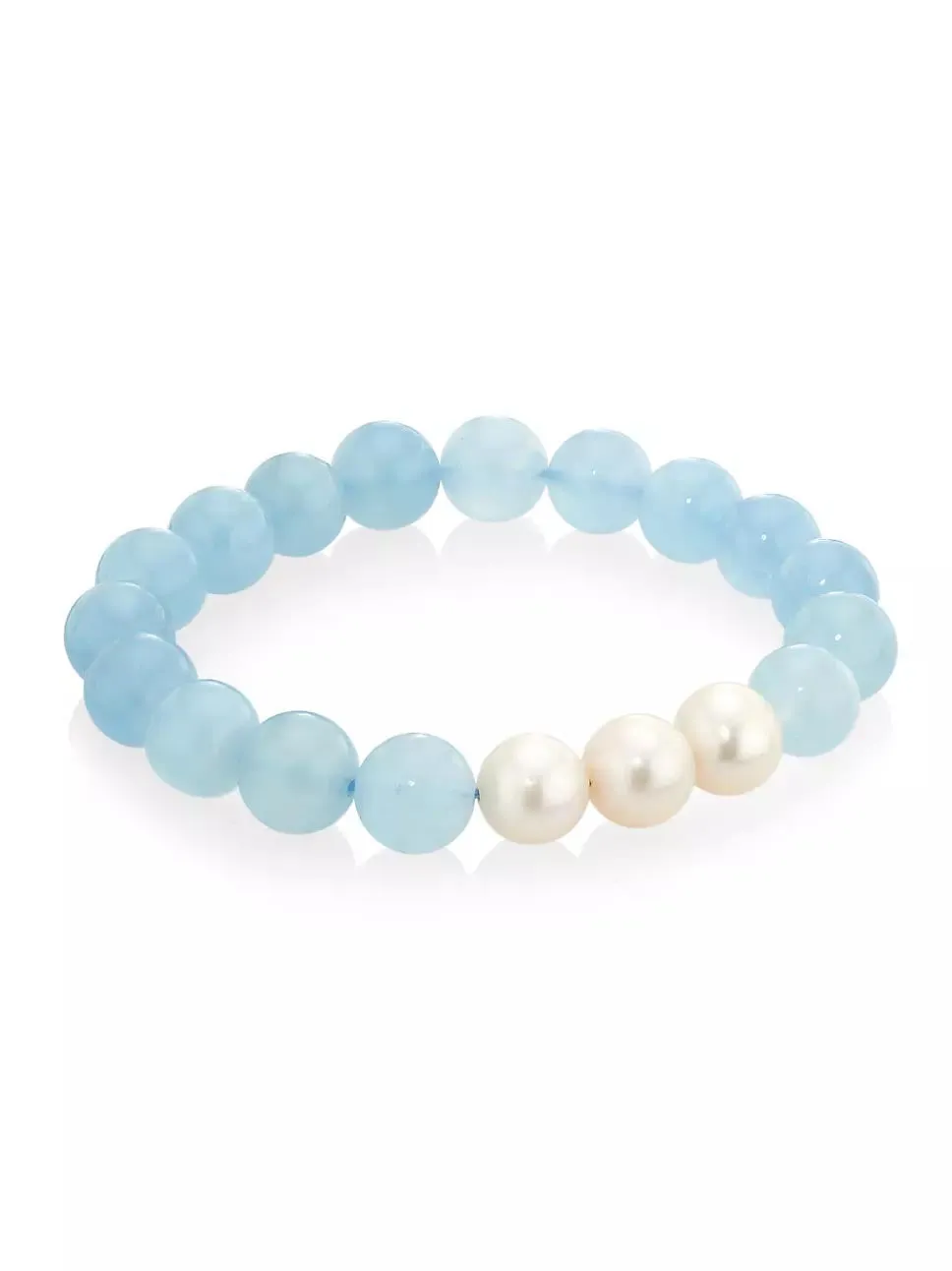 Aquamarine Beaded Bracelet with Baroque Pearls sold by The Jewelry Edit